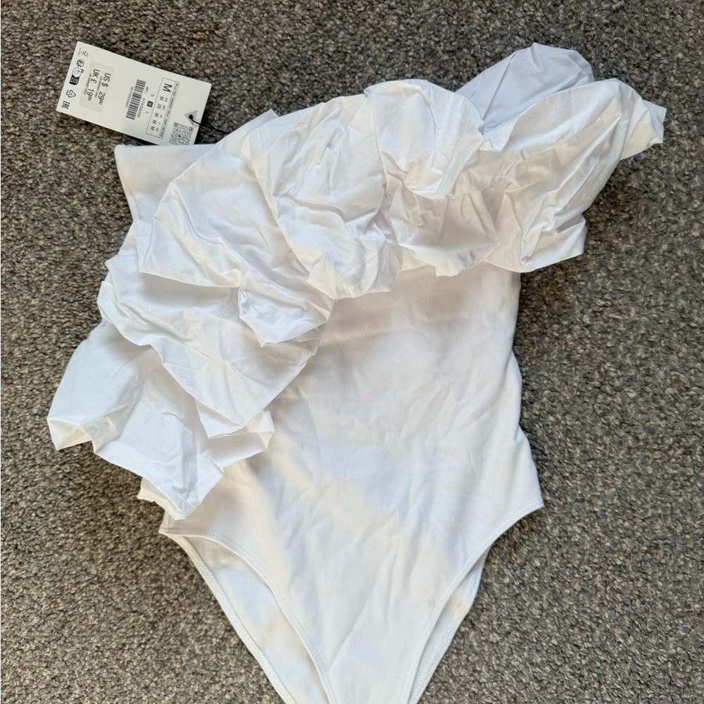 White Ruffled bodysuit
